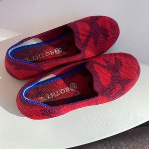 Rothy's Kids Red Camo Pattern Knit Slip-On Shoes